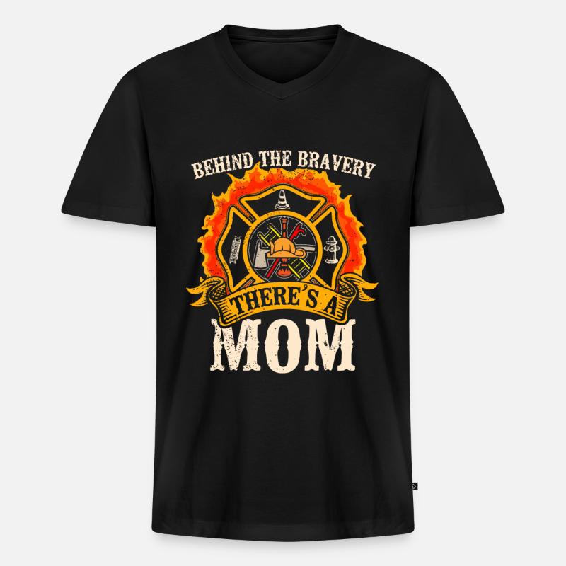 Feuerwehrmutter Feuerwehr Mutter - Männer Premium Bio T-Shirt mit V-Ausschnitt - Schwarz