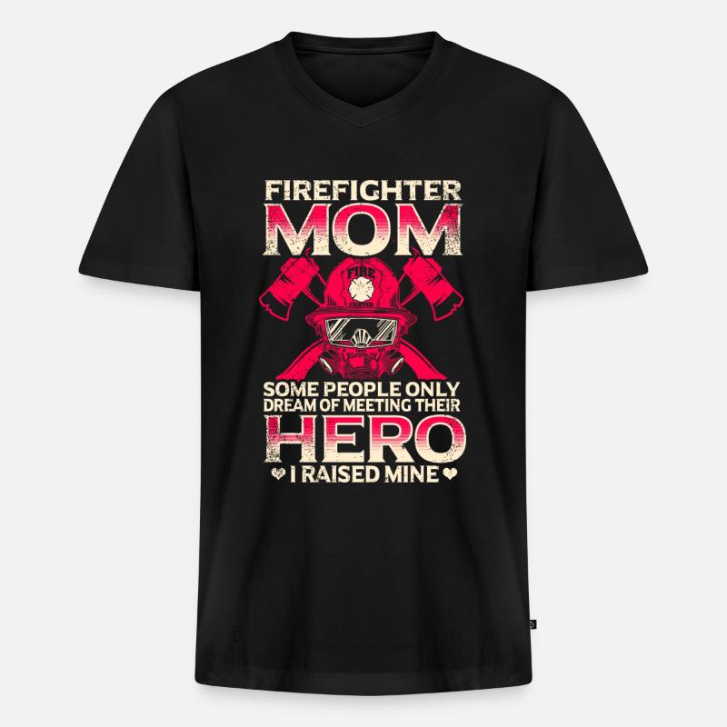 Feuerwehrmutter Feuerwehr Mutter - Männer Premium Bio T-Shirt mit V-Ausschnitt - Schwarz
