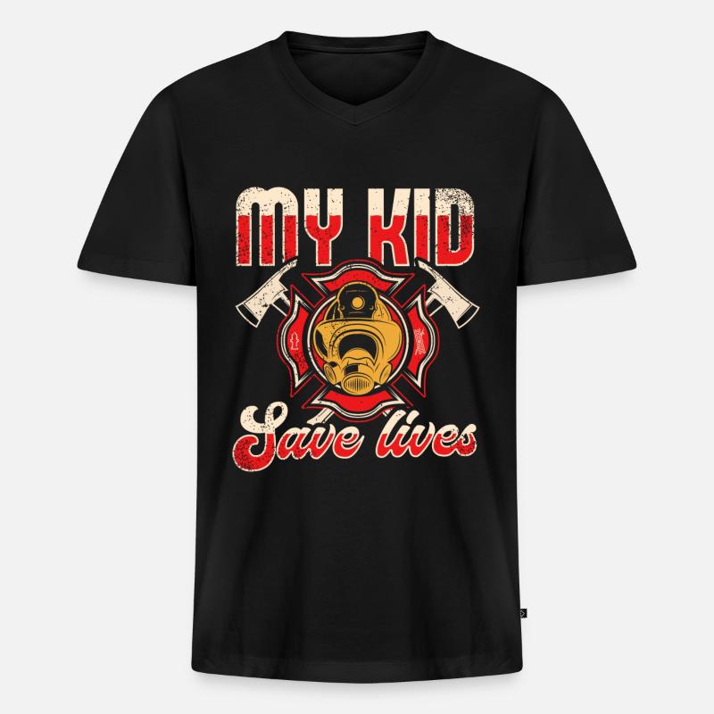 Feuerwehrmutter Feuerwehr Mutter - Männer Premium Bio T-Shirt mit V-Ausschnitt - Schwarz