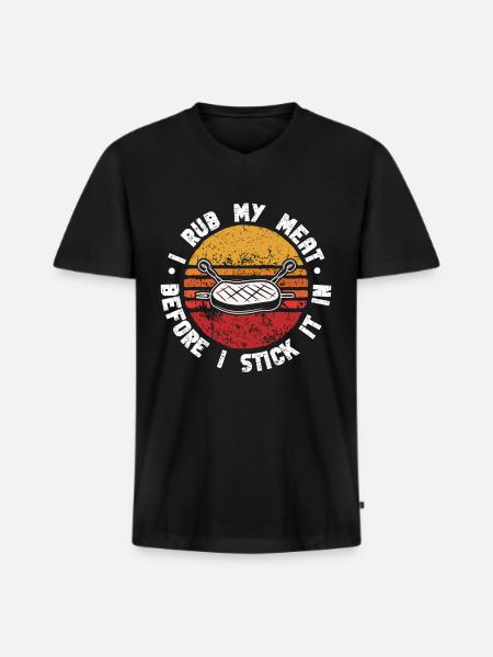 BBQ Smoker Meat Grilling Funny - Men's Premium Organic T-shirt with V-neck - black