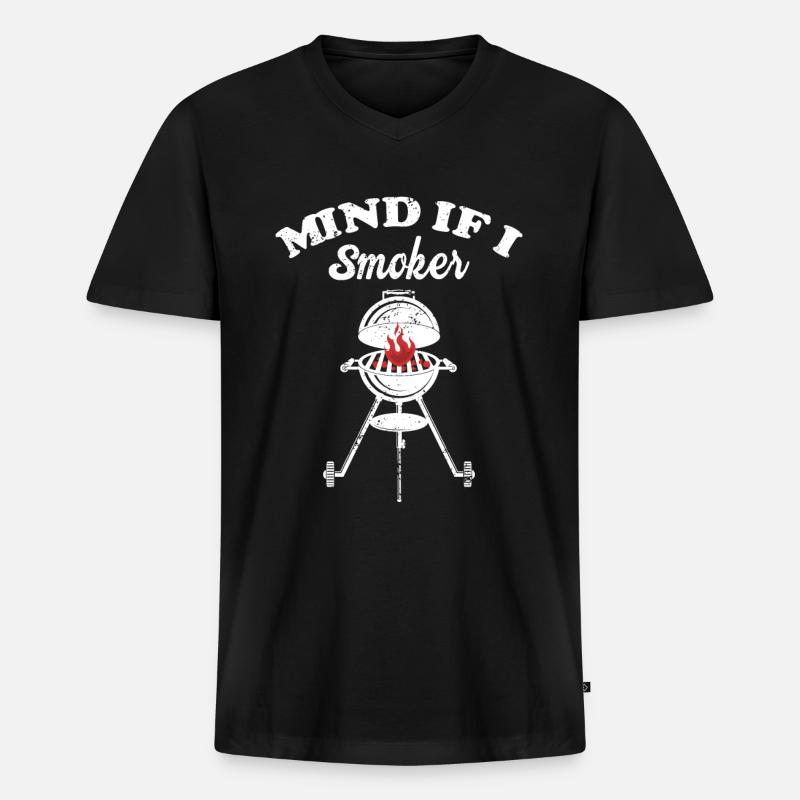 BBQ -Raucher Fleisch Grillen Lustiger - Männer Premium Bio T-Shirt mit V-Ausschnitt - Schwarz