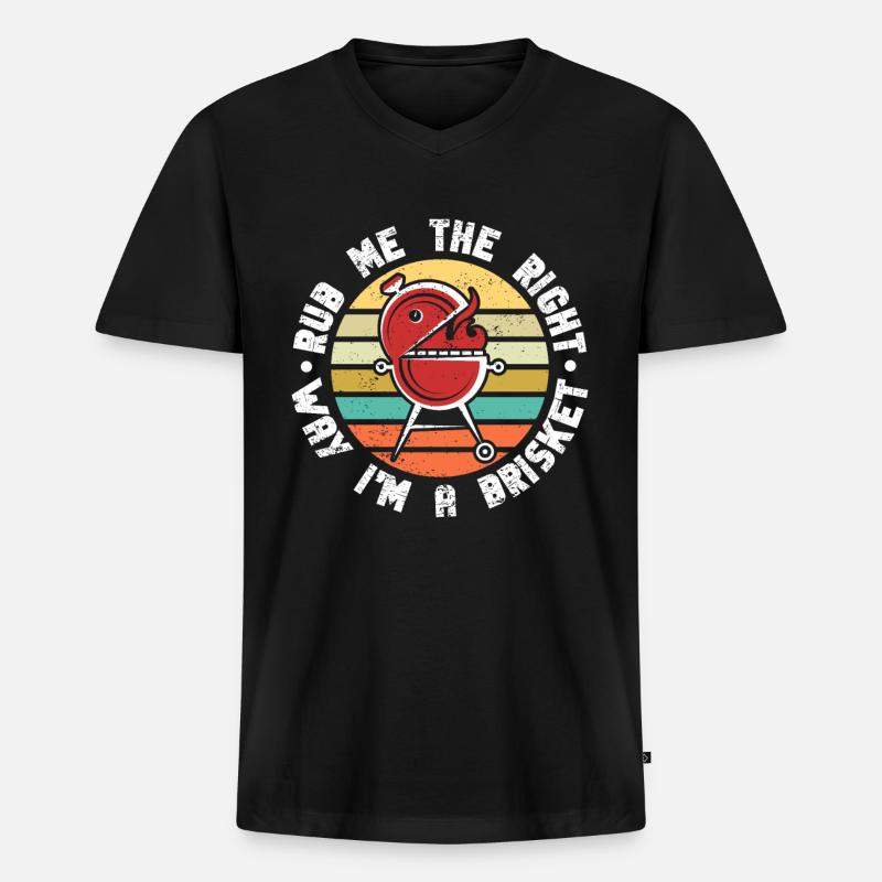 BBQ -Raucher Fleisch Grillen Lustiger - Männer Premium Bio T-Shirt mit V-Ausschnitt - Schwarz
