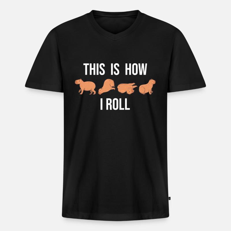 C'est comme ça que je roule un joli capybara - T-shirt encolure en V Premium bio Homme - noir