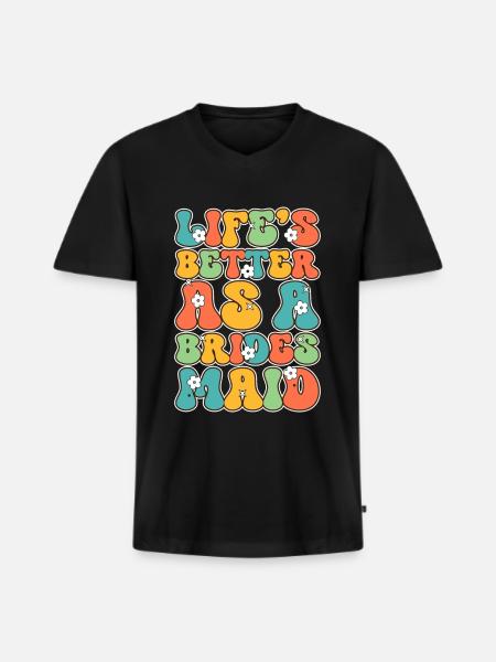 Honourmacht Brautjungfer Groovy Junggeselle - Männer Premium Bio T-Shirt mit V-Ausschnitt - Schwarz
