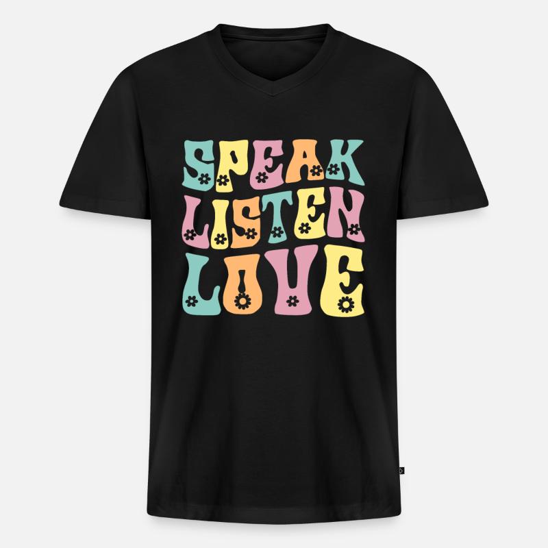 Groovy Speech Language Pathologist SLP - Männer Premium Bio T-Shirt mit V-Ausschnitt - Schwarz