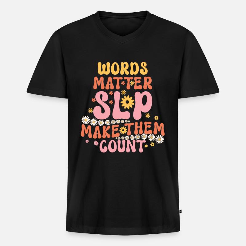 Groovy Speech Language Pathologist SLP - Männer Premium Bio T-Shirt mit V-Ausschnitt - Schwarz