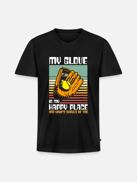 Catcher Softball Lover Bat Ball - Men's Premium Organic T-shirt with V-neck - black