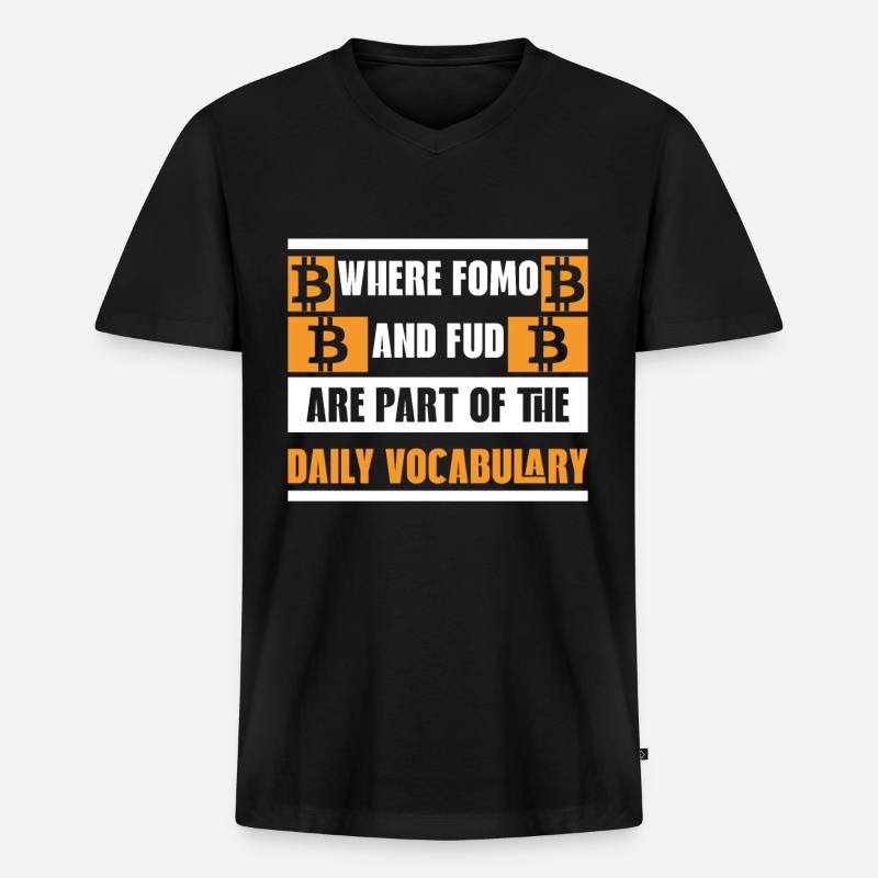 Bitcoin-Kryptowährungsgeld BTC-Kryptomünze - Männer Premium Bio T-Shirt mit V-Ausschnitt - Schwarz