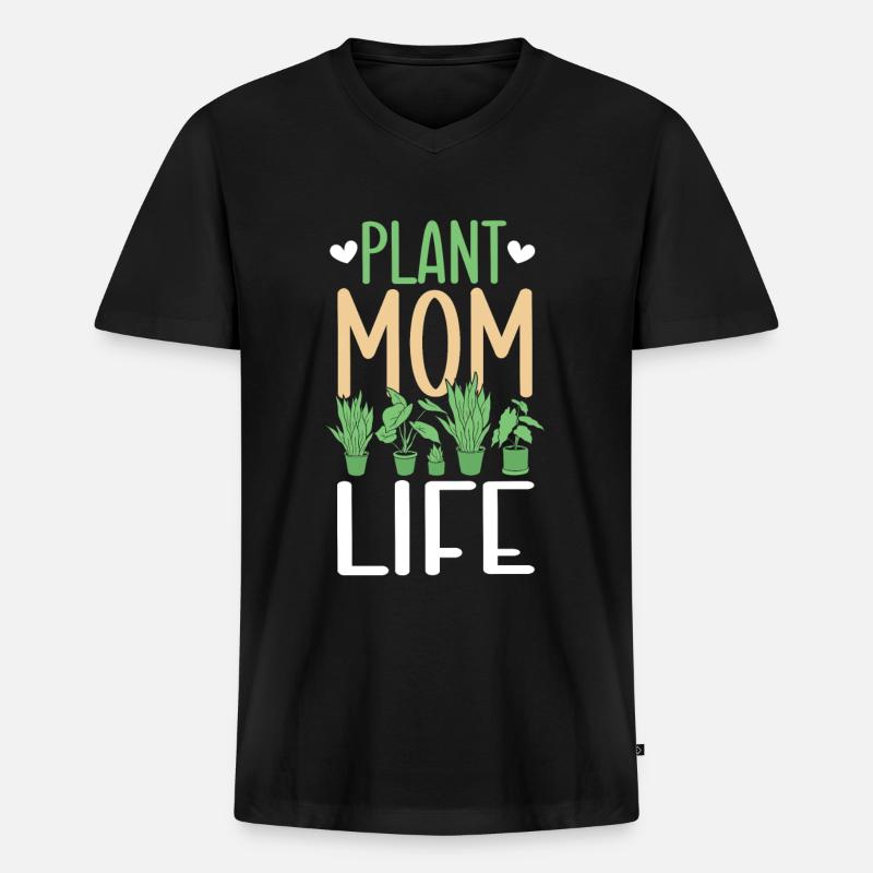 Pflanzenmutter Mutter Gartenpflanzen Blume - Männer Premium Bio T-Shirt mit V-Ausschnitt - Schwarz