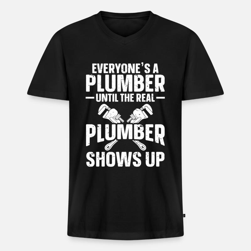Klempnern Männer Vater Ehemann Klempner - Männer Premium Bio T-Shirt mit V-Ausschnitt - Schwarz