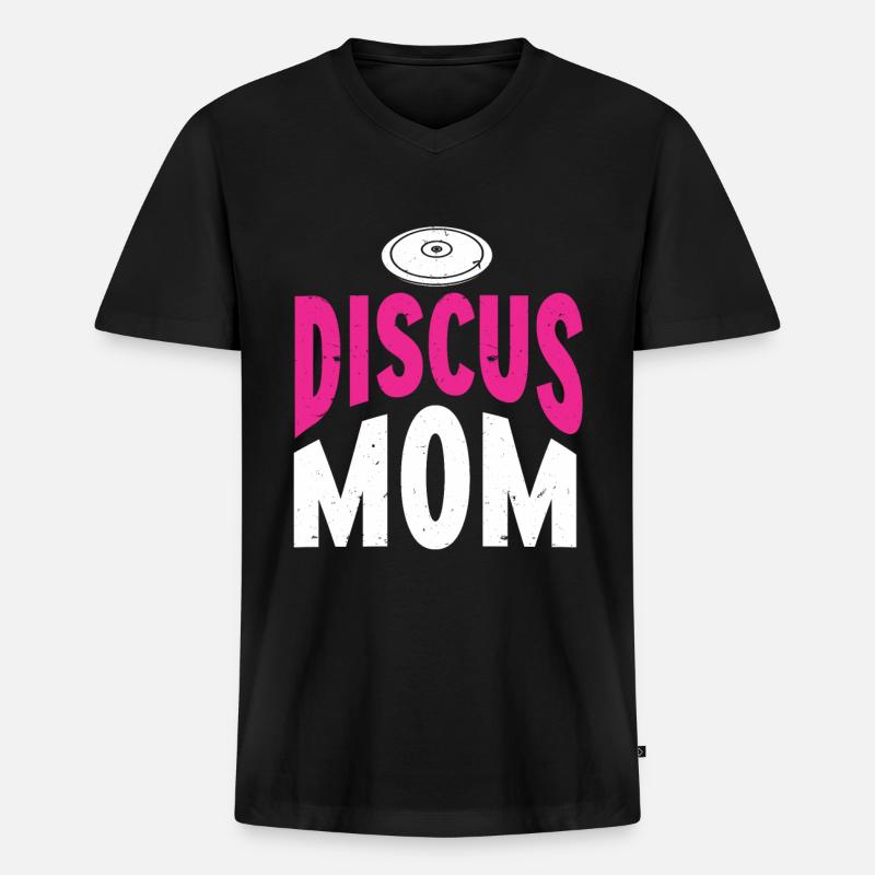Diskuswerfer Leichtathlet Disc Throw - Männer Premium Bio T-Shirt mit V-Ausschnitt - Schwarz