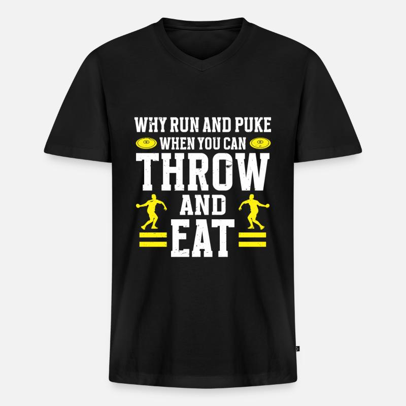 Diskuswerfer Leichtathlet Disc Throw - Männer Premium Bio T-Shirt mit V-Ausschnitt - Schwarz