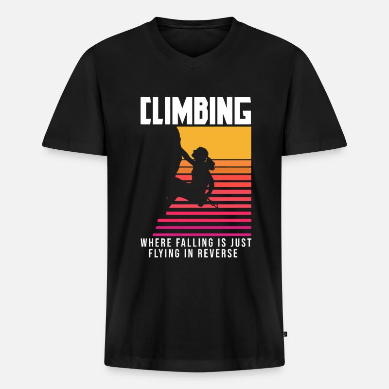 Klettern Mountain Boulder Climble Climber - Männer Premium Bio T-Shirt mit V-Ausschnitt - Schwarz