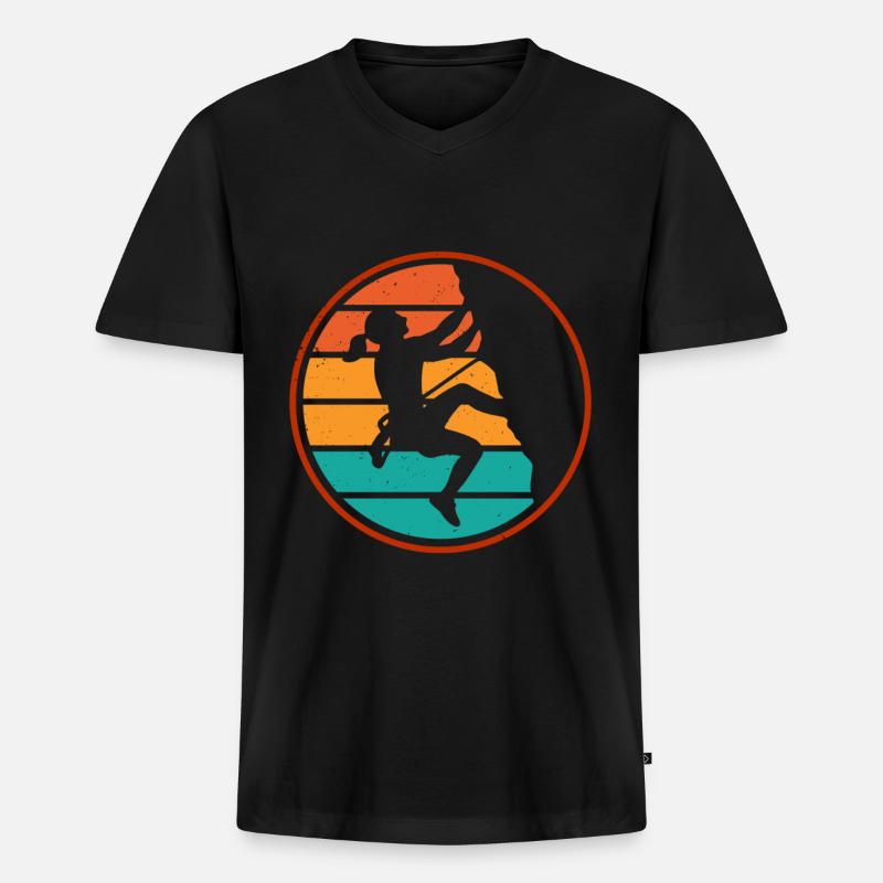 Klettern Mountain Boulder Climble Climber - Männer Premium Bio T-Shirt mit V-Ausschnitt - Schwarz