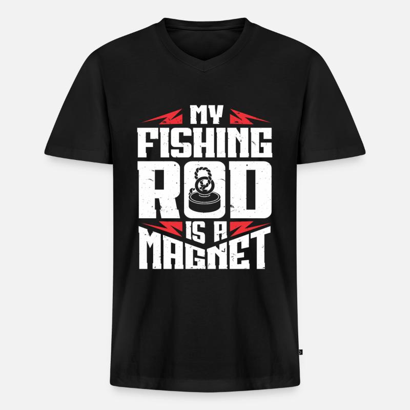 Magnetfischen - Männer Premium Bio T-Shirt mit V-Ausschnitt - Schwarz