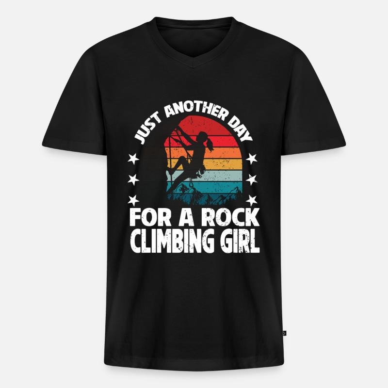 Rock Kletterer Klettern Berg - Männer Premium Bio T-Shirt mit V-Ausschnitt - Schwarz