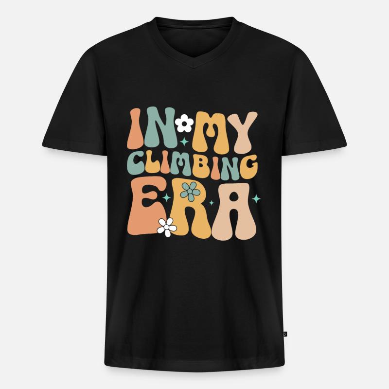 Rock Kletterer Klettern Berg - Männer Premium Bio T-Shirt mit V-Ausschnitt - Schwarz