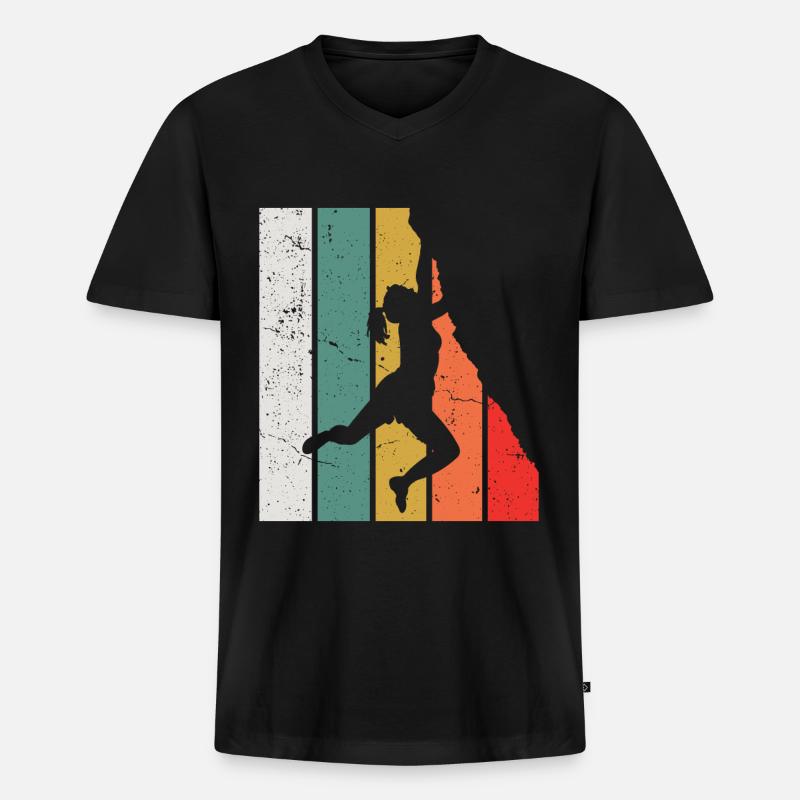 Rock Kletterer Klettern Berg - Männer Premium Bio T-Shirt mit V-Ausschnitt - Schwarz