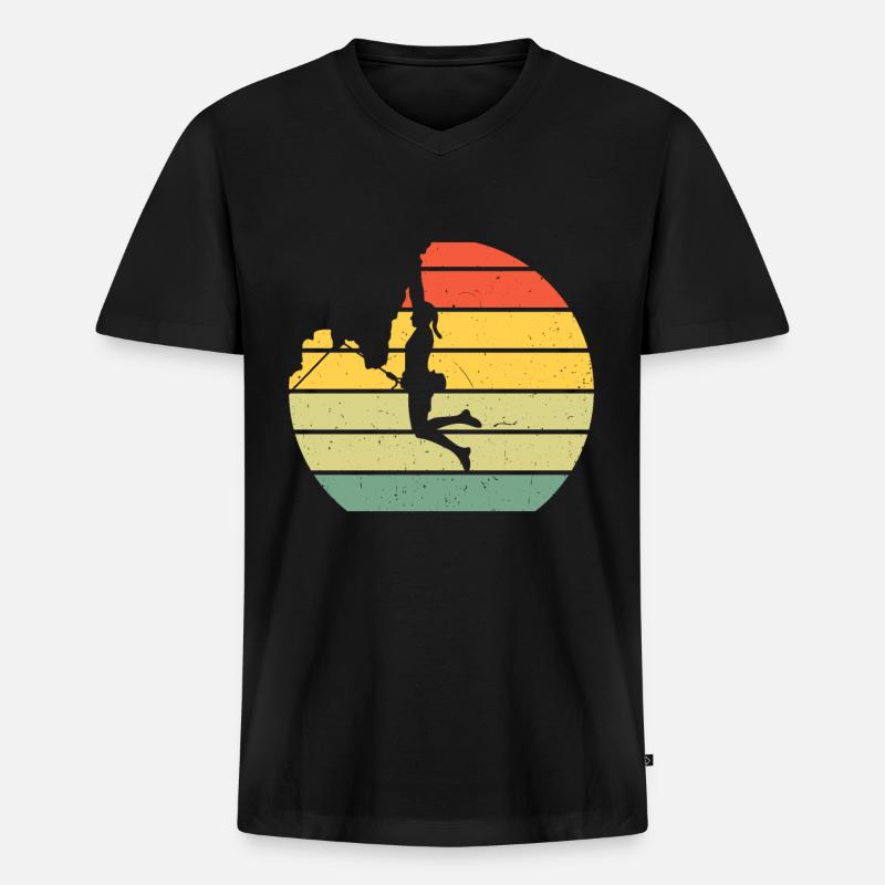Rock Kletterer Klettern Berg - Männer Premium Bio T-Shirt mit V-Ausschnitt - Schwarz