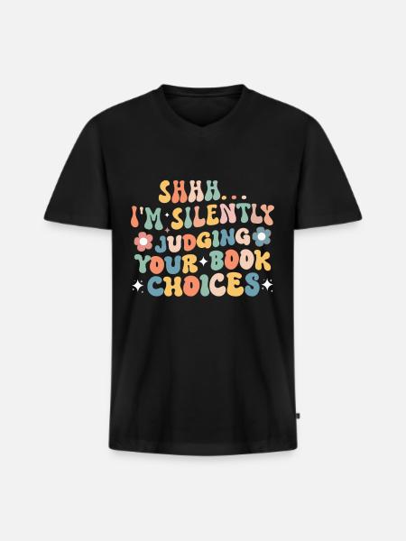 Groovy Reading Librarian Funny Library - Men's Premium Organic T-shirt with V-neck - black