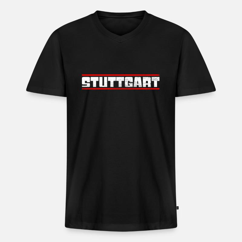 Stuttgart - Männer Premium Bio T-Shirt mit V-Ausschnitt - Schwarz