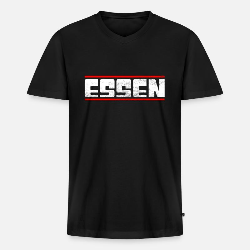 Essen - Männer Premium Bio T-Shirt mit V-Ausschnitt - Schwarz
