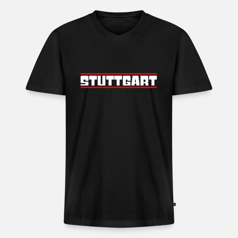 Stuttgart - Männer Premium Bio T-Shirt mit V-Ausschnitt - Schwarz