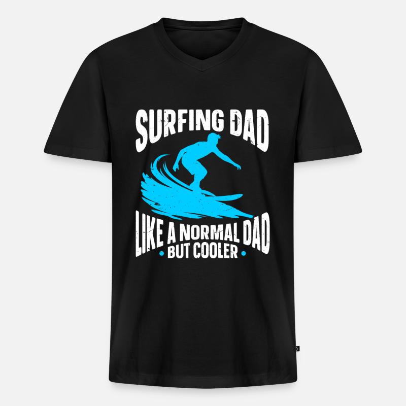 Surfender Surfer - Männer Premium Bio T-Shirt mit V-Ausschnitt - Schwarz