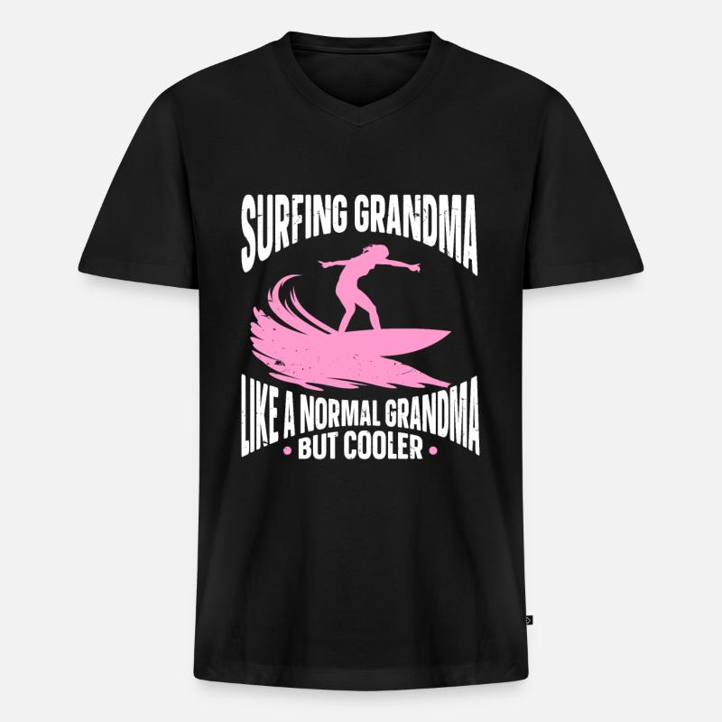 Surfender Surfer - Männer Premium Bio T-Shirt mit V-Ausschnitt - Schwarz