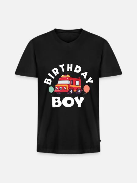 Birthday Boy Firefighter Birthday Boy - Men's Premium Organic T-shirt with V-neck - black