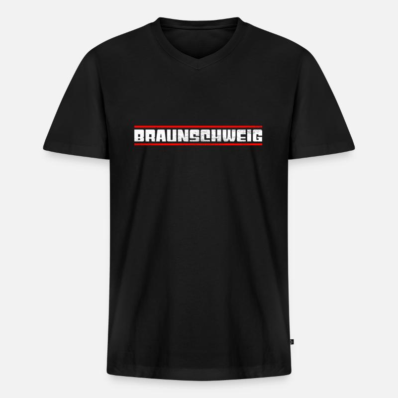 Braunschweig - Männer Premium Bio T-Shirt mit V-Ausschnitt - Schwarz