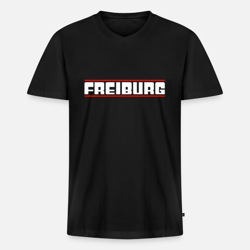 Freiburg - Männer Premium Bio T-Shirt mit V-Ausschnitt - Schwarz