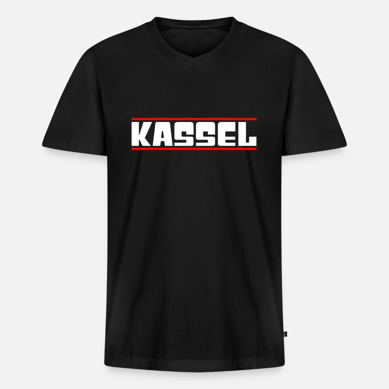 Kassel - Männer Premium Bio T-Shirt mit V-Ausschnitt - Schwarz