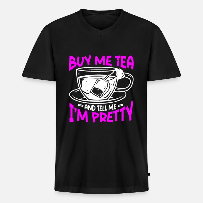 Teetrinker Tee - Männer Premium Bio T-Shirt mit V-Ausschnitt - Schwarz