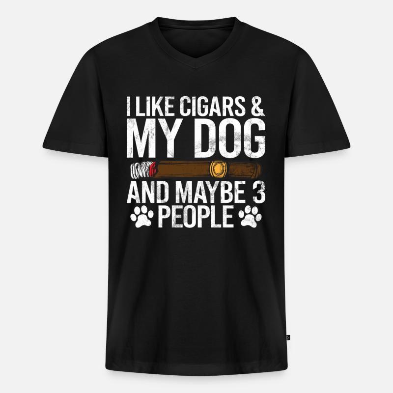 Zigarrenraucher - Männer Premium Bio T-Shirt mit V-Ausschnitt - Schwarz