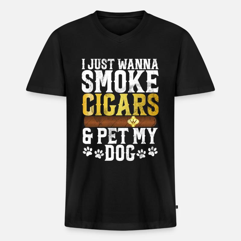 Zigarrenraucher - Männer Premium Bio T-Shirt mit V-Ausschnitt - Schwarz