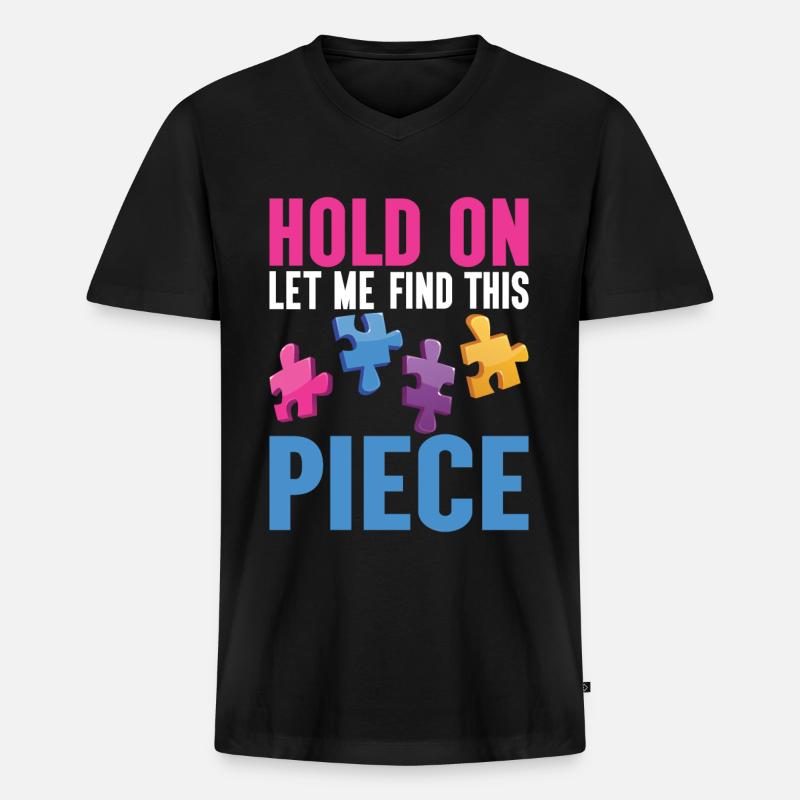 Jigsaw Puzzle Piece Puzzle Lover - Männer Premium Bio T-Shirt mit V-Ausschnitt - Schwarz