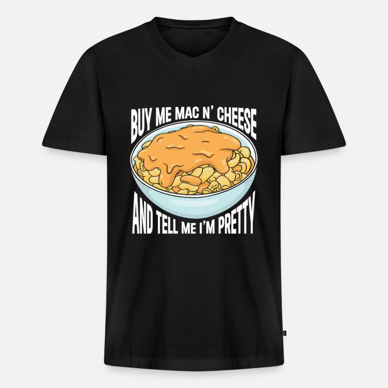 Mac And Cheese Makkaroni - Männer Premium Bio T-Shirt mit V-Ausschnitt - Schwarz