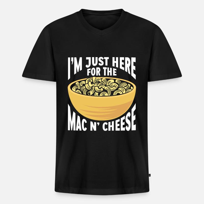 Mac And Cheese Makkaroni - Männer Premium Bio T-Shirt mit V-Ausschnitt - Schwarz