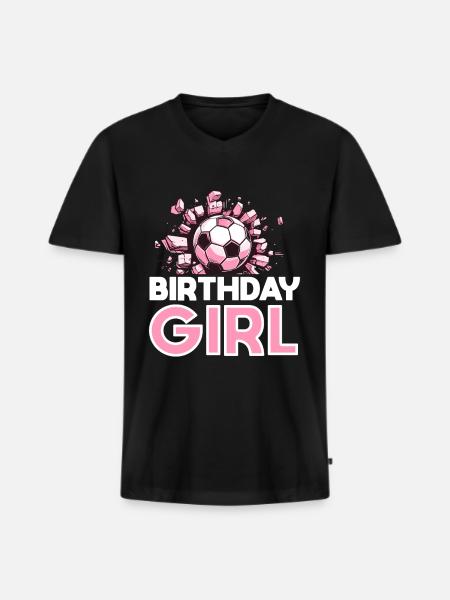 Bursdagsjente fotball Bday party tema - Premium økologisk T-skjorte med V-hals for menn - svart