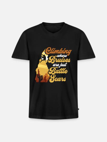 Klettern Mountain Boulder Climble Kletterer - Männer Premium Bio T-Shirt mit V-Ausschnitt - Schwarz