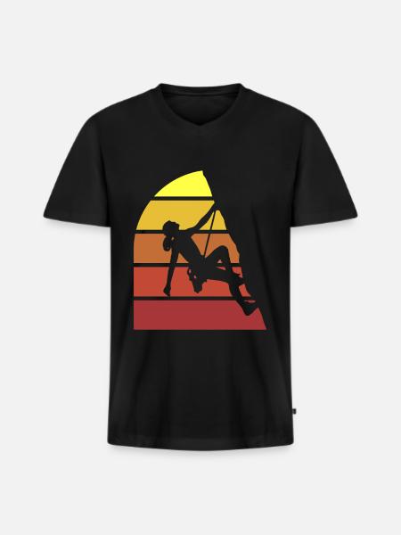 Klettern Mountain Boulder Climble Kletterer - Männer Premium Bio T-Shirt mit V-Ausschnitt - Schwarz