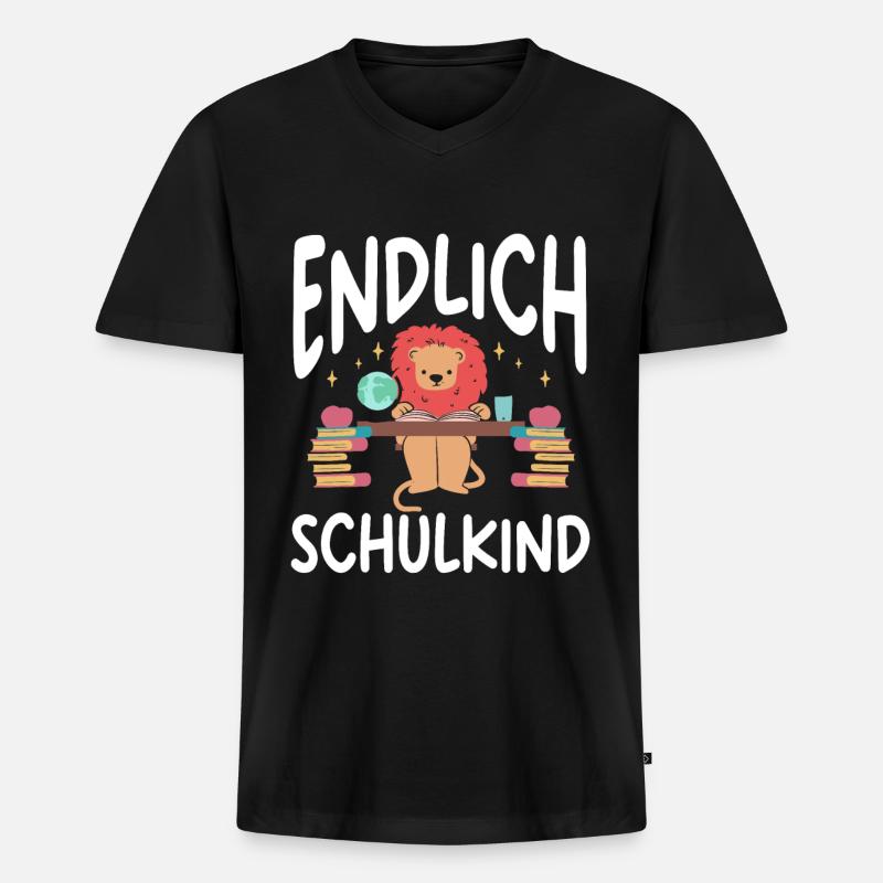 School 1. Grade - Männer Premium Bio T-Shirt mit V-Ausschnitt - Schwarz