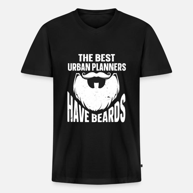 Beard Quote Bearded Men - Männer Premium Bio T-Shirt mit V-Ausschnitt - Schwarz