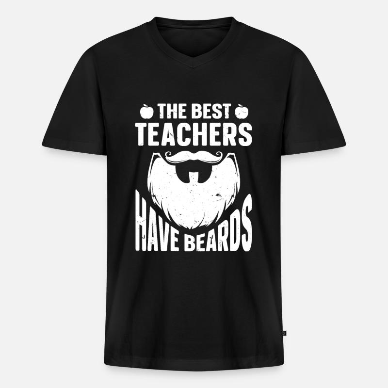 Beard Quote Bearded Men - Männer Premium Bio T-Shirt mit V-Ausschnitt - Schwarz