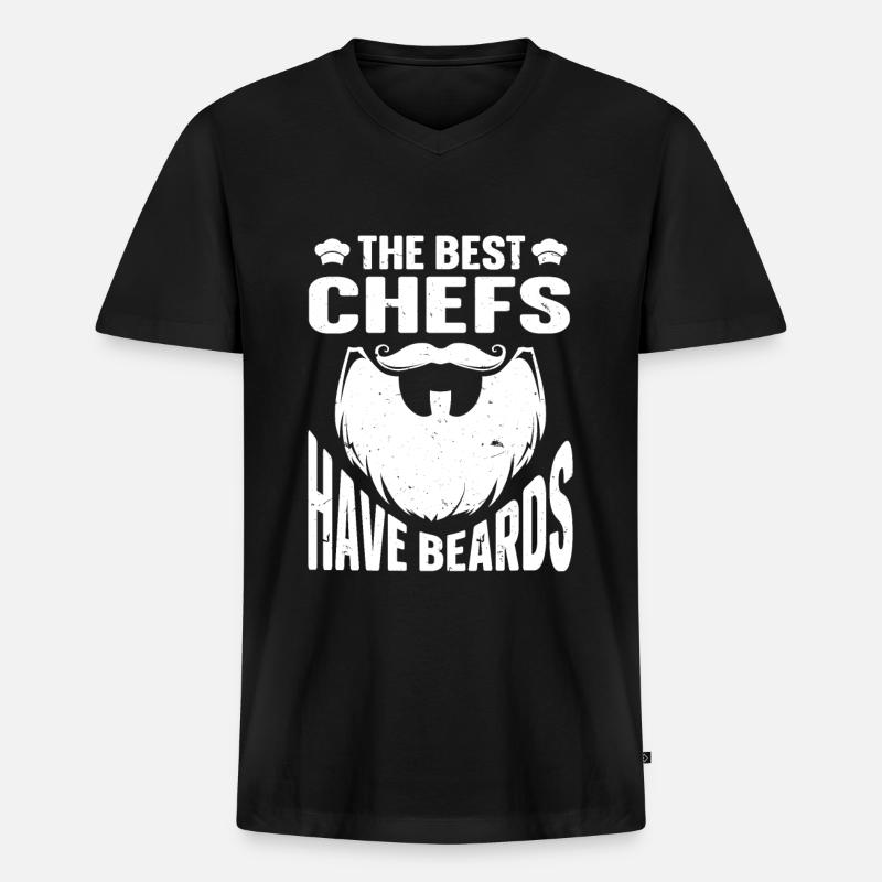 Beard Quote Bearded Men - Männer Premium Bio T-Shirt mit V-Ausschnitt - Schwarz
