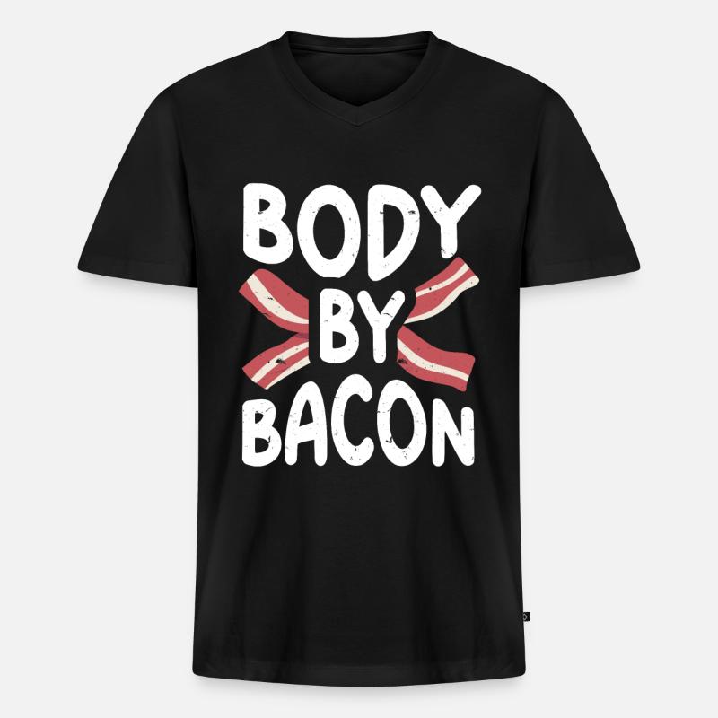 Body By Bacon - Männer Premium Bio T-Shirt mit V-Ausschnitt - Schwarz