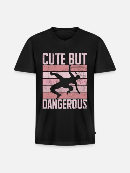 Lutteuse Fille Grappling Lutteuse Femmes - T-shirt encolure en V Premium bio Homme - noir