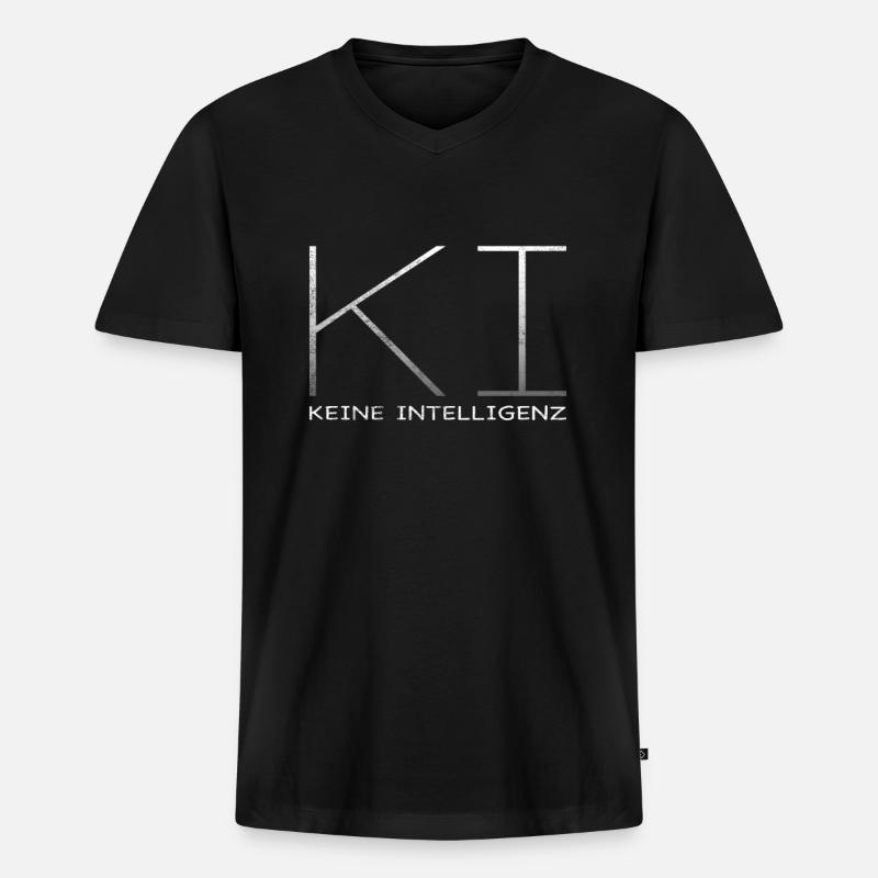 KI - Keine Intelligenz - Männer Premium Bio T-Shirt mit V-Ausschnitt - Schwarz