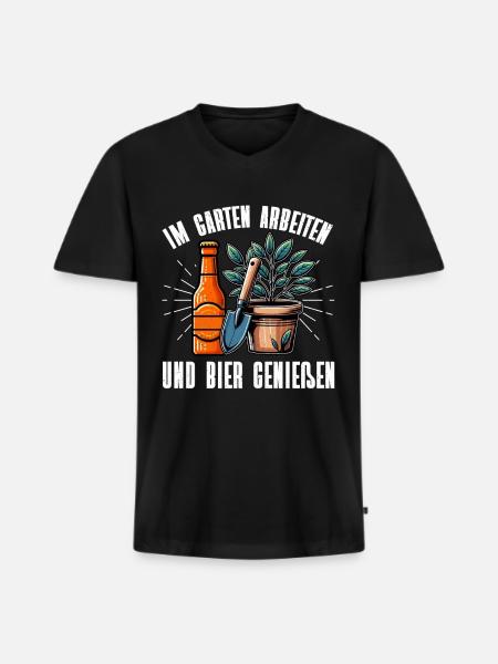 Bier Garden Gartenarbeit Kleingärtner Gärtner - Männer Premium Bio T-Shirt mit V-Ausschnitt - Schwarz